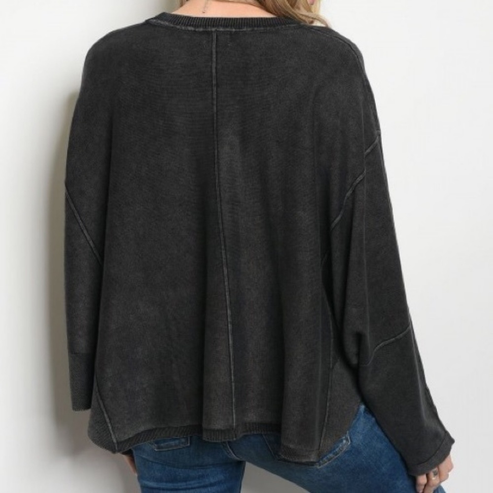 * PRICE DROP* Charcoal Oversized Boyfriend Sweater - Picture 2 of 5